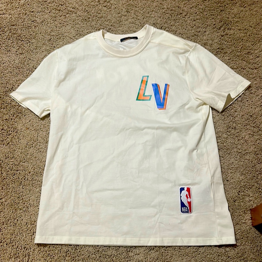Louis Vuitton White T-Shirt with Multicolor LV Logo